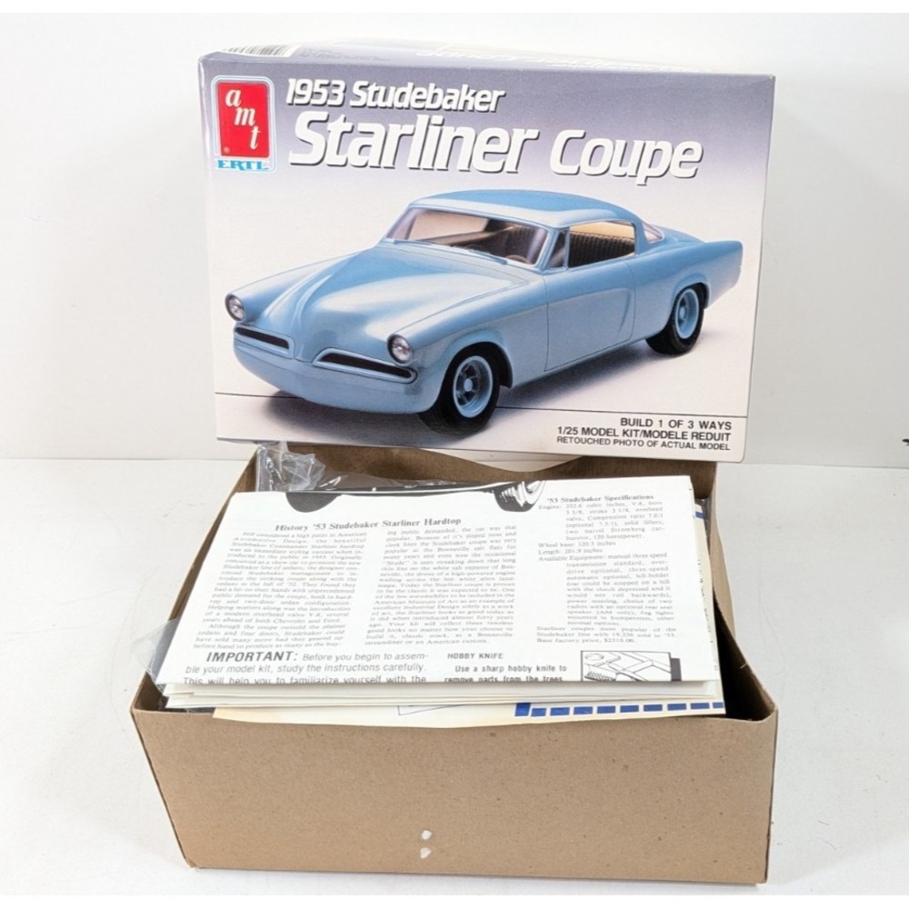 1953 Studebaker Starliner Coupe 1/25 AMT ERTL Model Kit Blue MIB Unbuilt #6955